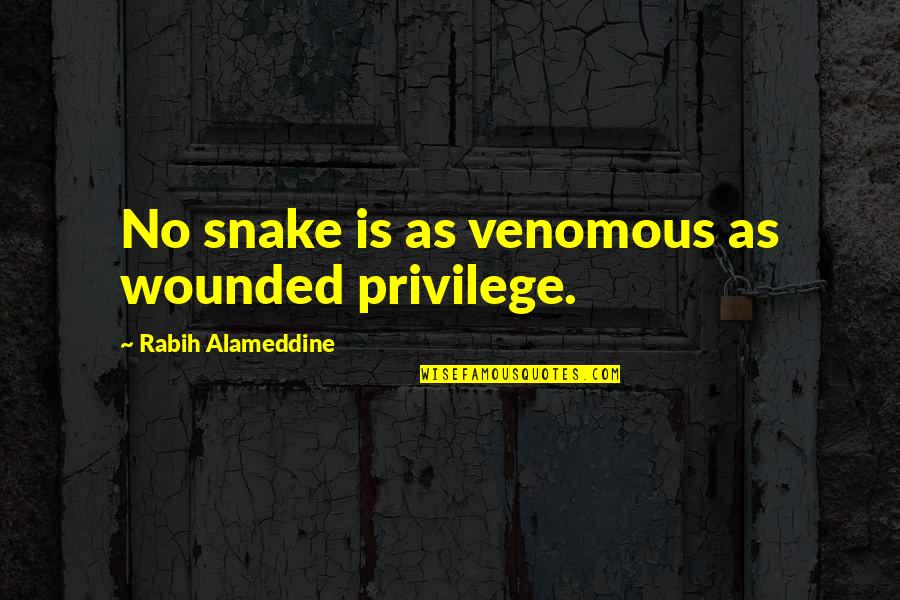 Doing Things For Free Quotes By Rabih Alameddine: No snake is as venomous as wounded privilege.