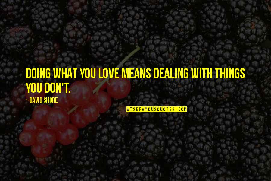 Doing Things You Love Quotes By David Shore: Doing what you love means dealing with things