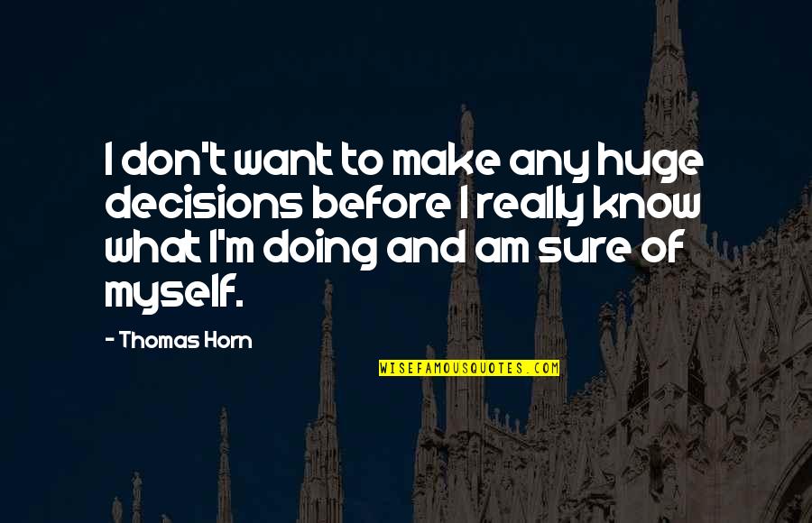 Doing What We Want Quotes By Thomas Horn: I don't want to make any huge decisions