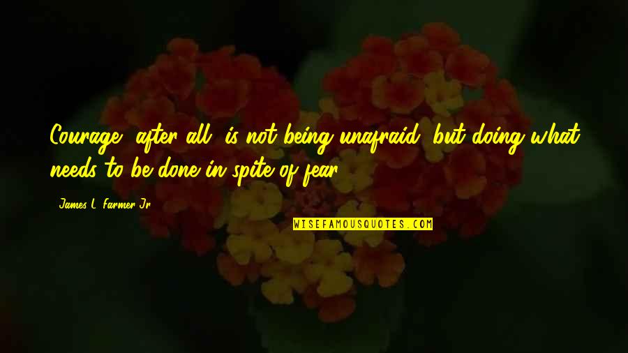 Doing What You Fear Quotes By James L. Farmer Jr.: Courage, after all, is not being unafraid, but