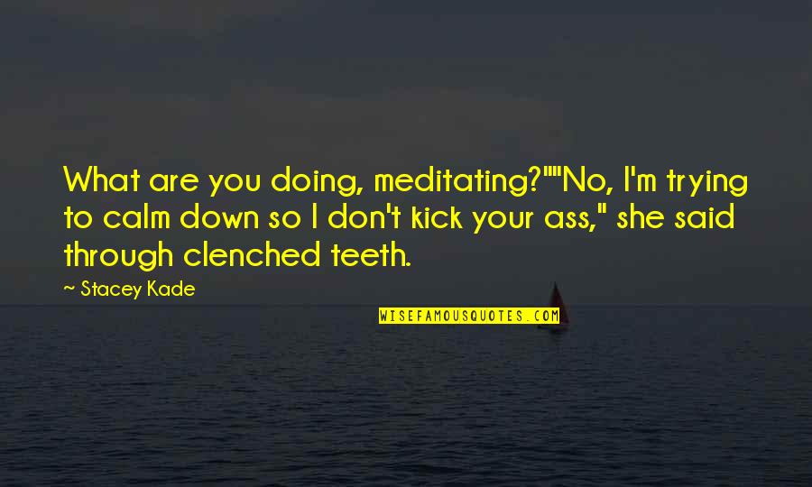 Doing What You Said Quotes By Stacey Kade: What are you doing, meditating?""No, I'm trying to