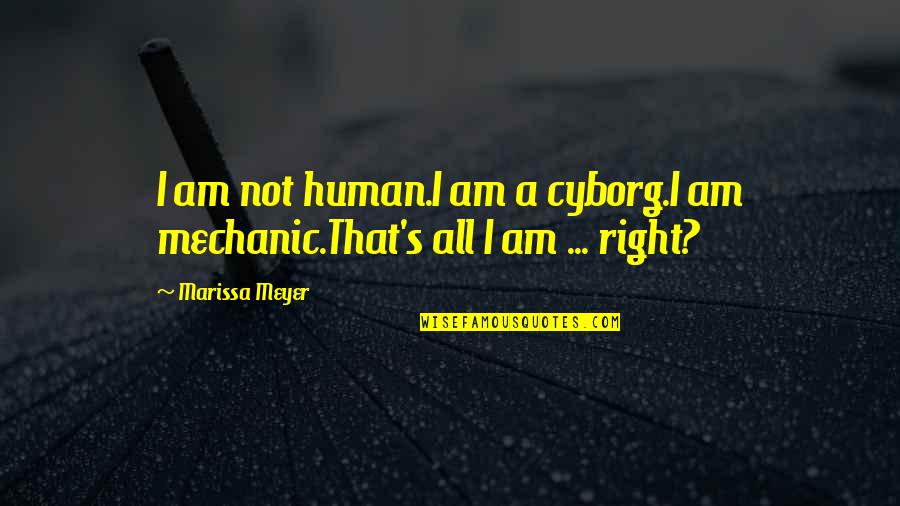 Doing What You Want And Not Caring What Others Think Quotes By Marissa Meyer: I am not human.I am a cyborg.I am
