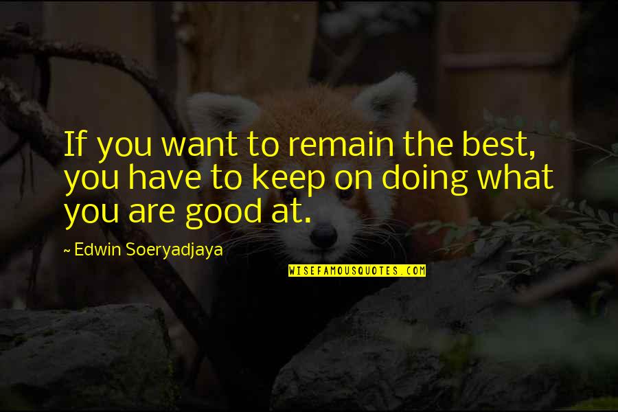 Doing What You're Good At Quotes By Edwin Soeryadjaya: If you want to remain the best, you