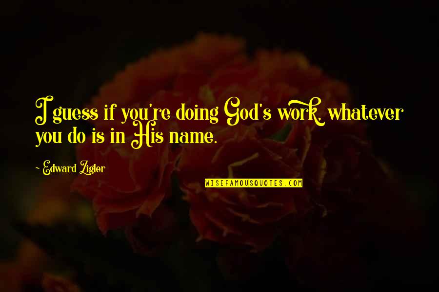 Doing Work For God Quotes By Edward Zigler: I guess if you're doing God's work, whatever