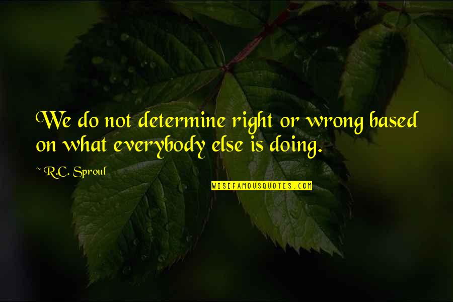 Doing Wrong And Right Quotes By R.C. Sproul: We do not determine right or wrong based