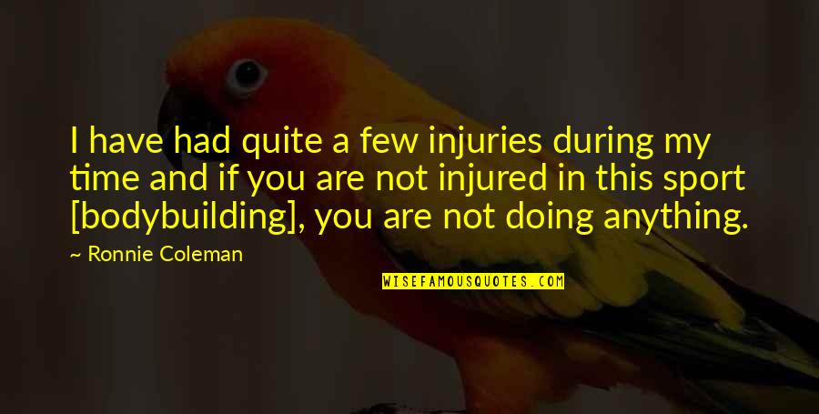 Doing Your Best In Sports Quotes By Ronnie Coleman: I have had quite a few injuries during Doing Your Best In Sports Quotes By Ronnie Coleman: I have had quite a few injuries during
