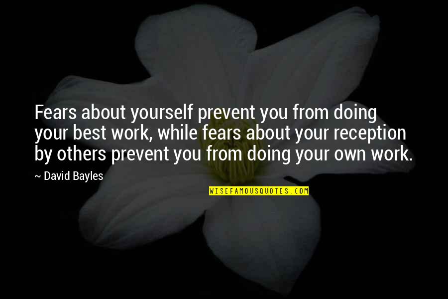 Doing Your Own Work Quotes By David Bayles: Fears about yourself prevent you from doing your