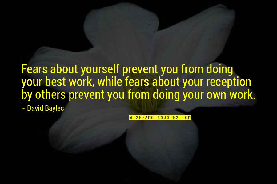 Doing Your Work Quotes By David Bayles: Fears about yourself prevent you from doing your