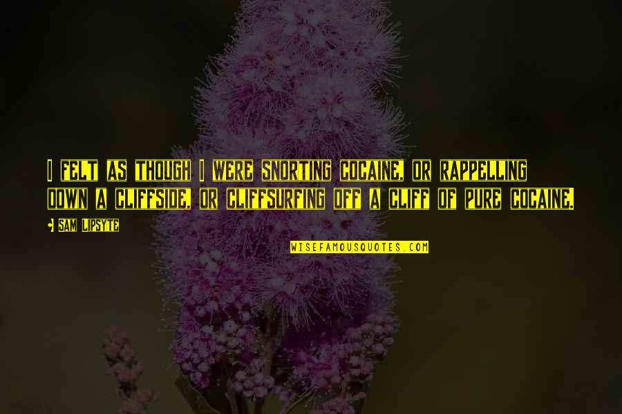 Doivez Quotes By Sam Lipsyte: I felt as though I were snorting cocaine, Doivez Quotes By Sam Lipsyte: I felt as though I were snorting cocaine,
