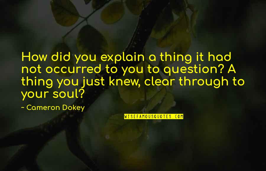Dokey Quotes By Cameron Dokey: How did you explain a thing it had Dokey Quotes By Cameron Dokey: How did you explain a thing it had