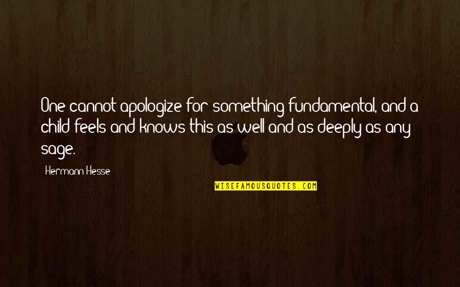 Dokunu Quotes By Hermann Hesse: One cannot apologize for something fundamental, and a