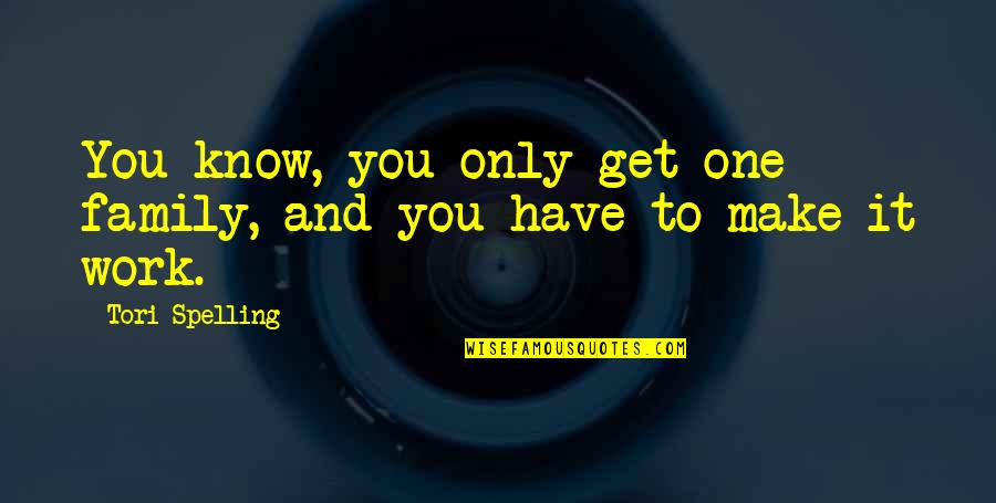 Dolla Quotes By Tori Spelling: You know, you only get one family, and Dolla Quotes By Tori Spelling: You know, you only get one family, and