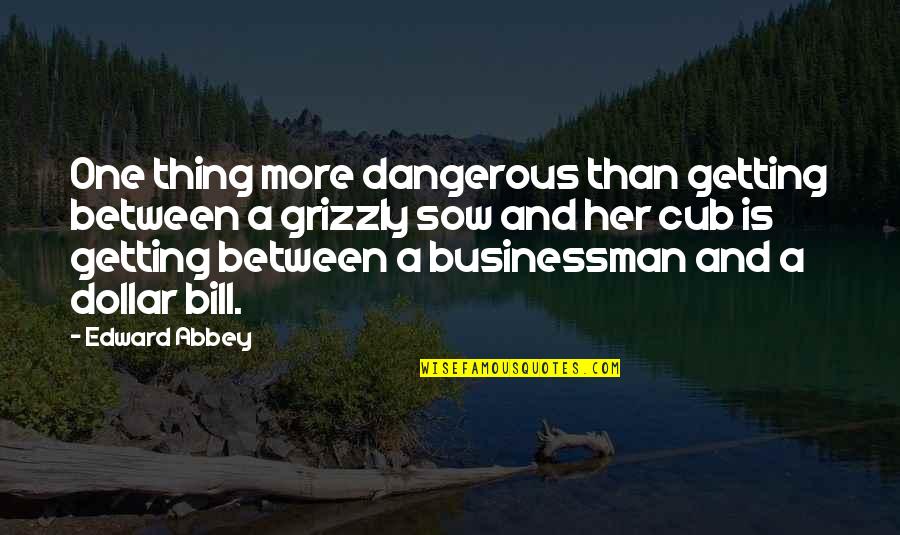 Dollar Bills Quotes By Edward Abbey: One thing more dangerous than getting between a