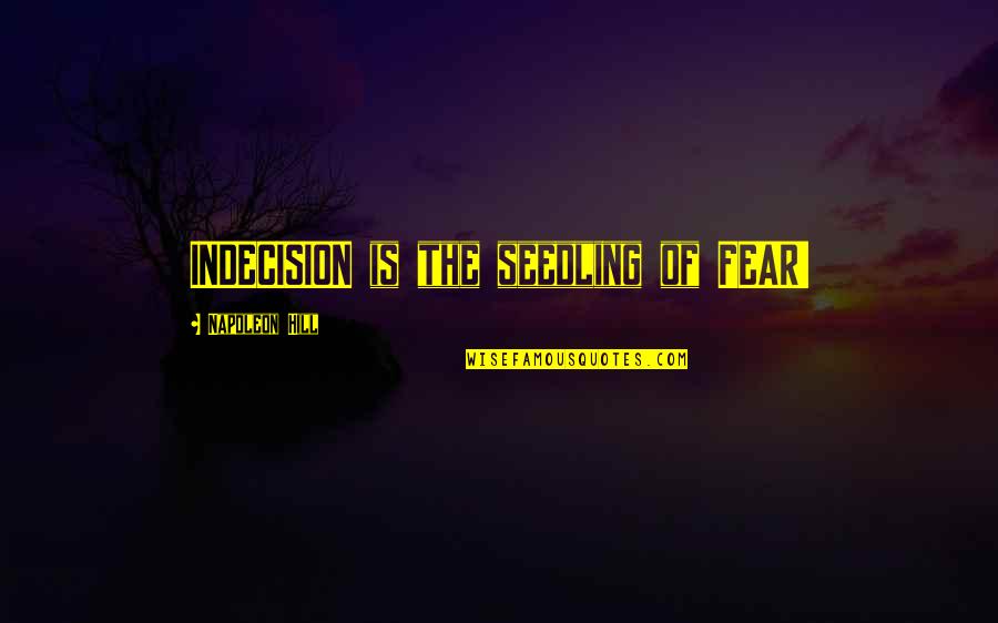Dollfus Sns Quotes By Napoleon Hill: INDECISION is the seedling of FEAR! Dollfus Sns Quotes By Napoleon Hill: INDECISION is the seedling of FEAR!