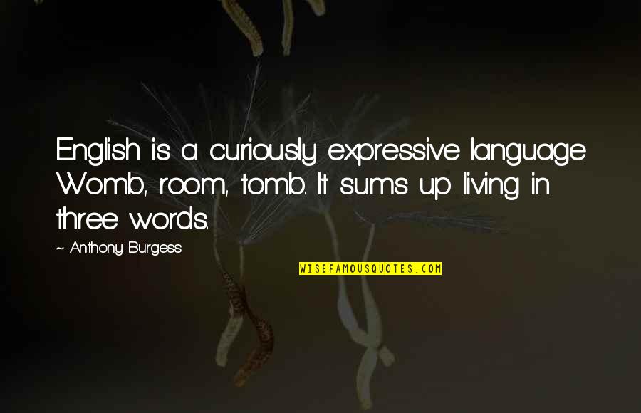 Dollops Quotes By Anthony Burgess: English is a curiously expressive language. Womb, room, Dollops Quotes By Anthony Burgess: English is a curiously expressive language. Womb, room,