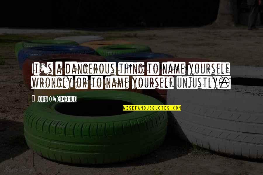 Dollops Quotes By John O'Donohue: It's a dangerous thing to name yourself wrongly