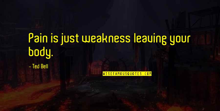 Dolls In A Doll's House Quotes By Ted Bell: Pain is just weakness leaving your body. Dolls In A Doll's House Quotes By Ted Bell: Pain is just weakness leaving your body.