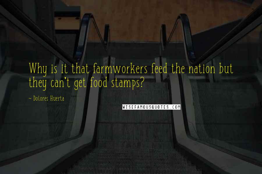 Dolores Huerta quotes: Why is it that farmworkers feed the nation but they can't get food stamps?