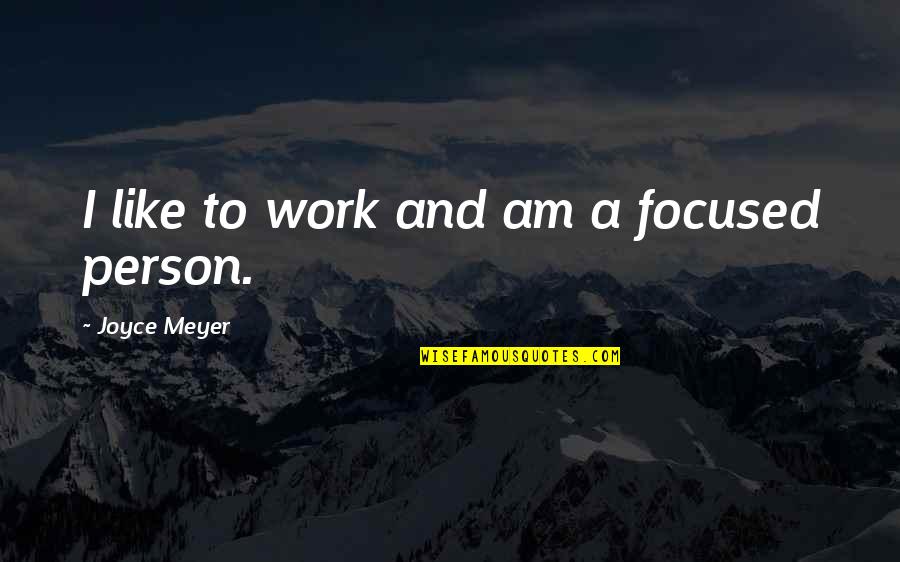 Dolphin Hunting Quotes By Joyce Meyer: I like to work and am a focused