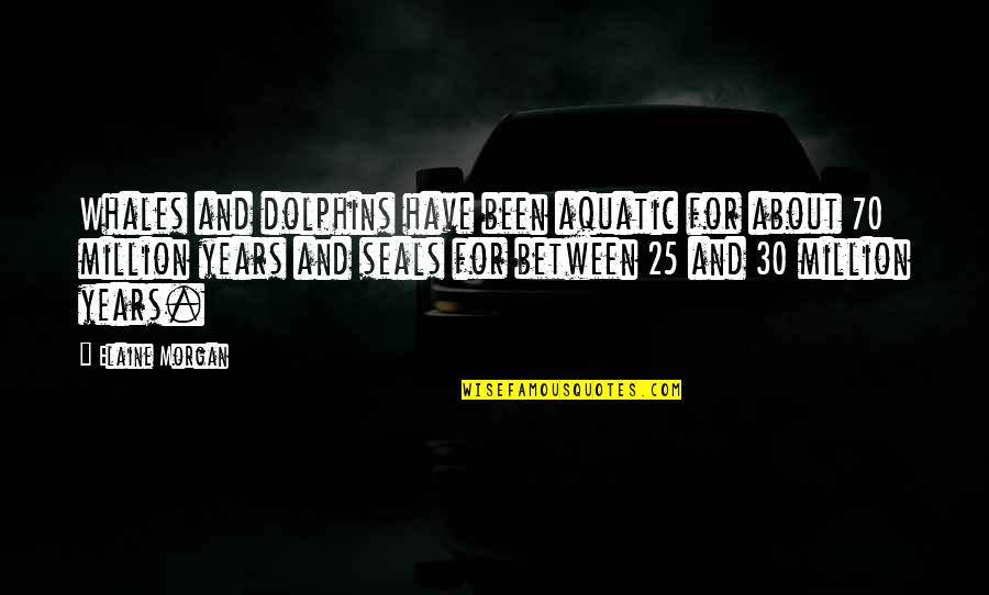 Dolphins Quotes By Elaine Morgan: Whales and dolphins have been aquatic for about