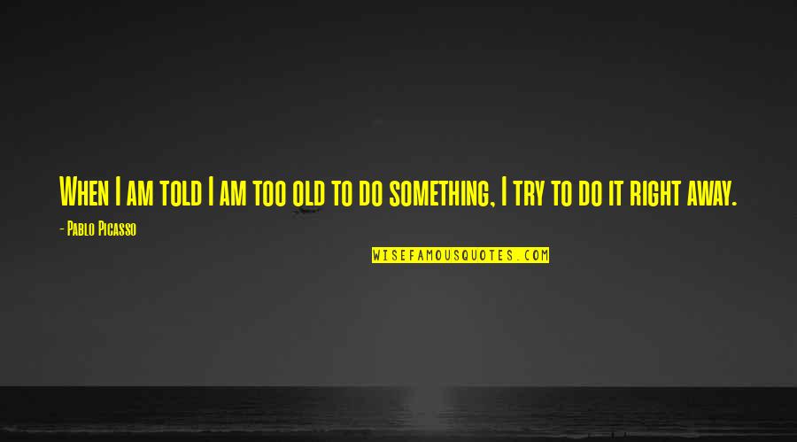Domande Hai Quotes By Pablo Picasso: When I am told I am too old