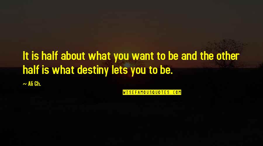 Domashniy Quotes By Ali Gh.: It is half about what you want to
