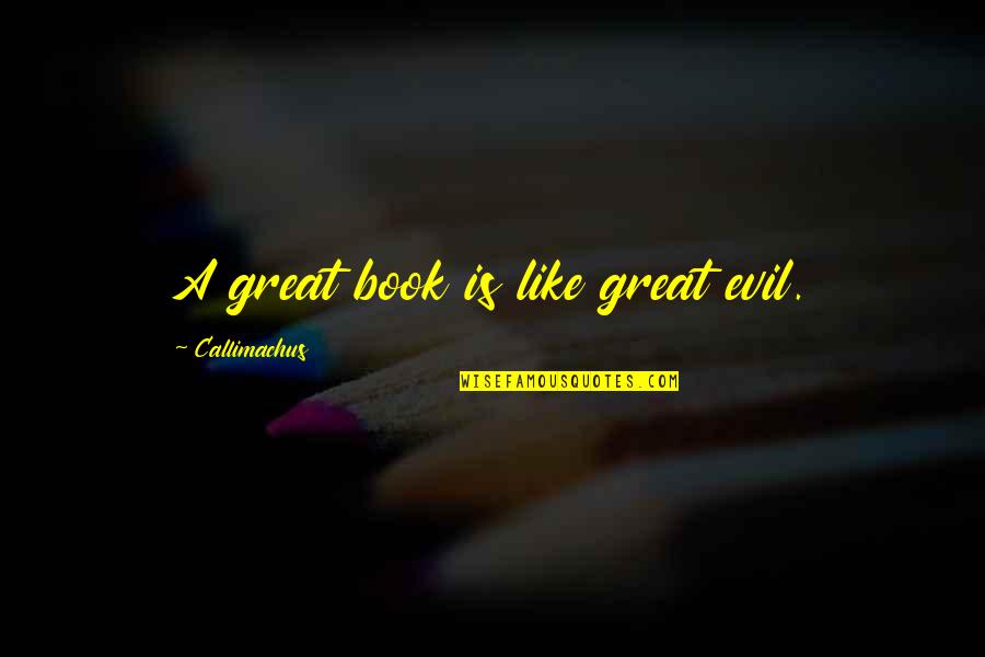 Domasiedoma Quotes By Callimachus: A great book is like great evil.