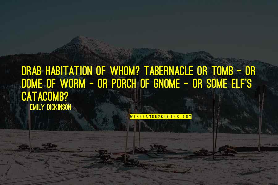 Dome Quotes By Emily Dickinson: Drab Habitation of Whom? Tabernacle or Tomb -