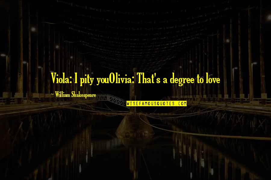 Domed Recess Quotes By William Shakespeare: Viola: I pity youOlivia: That's a degree to