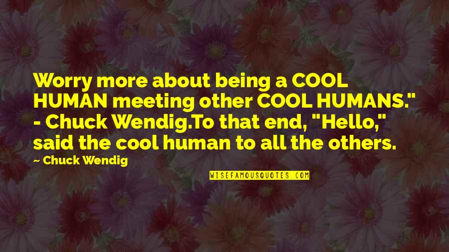 Domestic Relationship Quotes By Chuck Wendig: Worry more about being a COOL HUMAN meeting