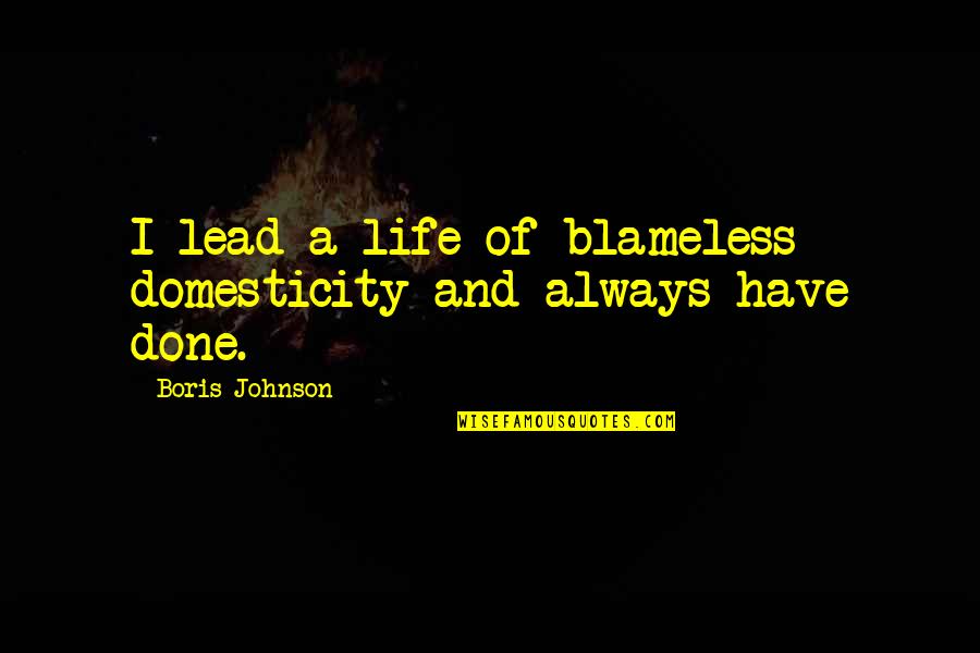 Domesticity Quotes By Boris Johnson: I lead a life of blameless domesticity and