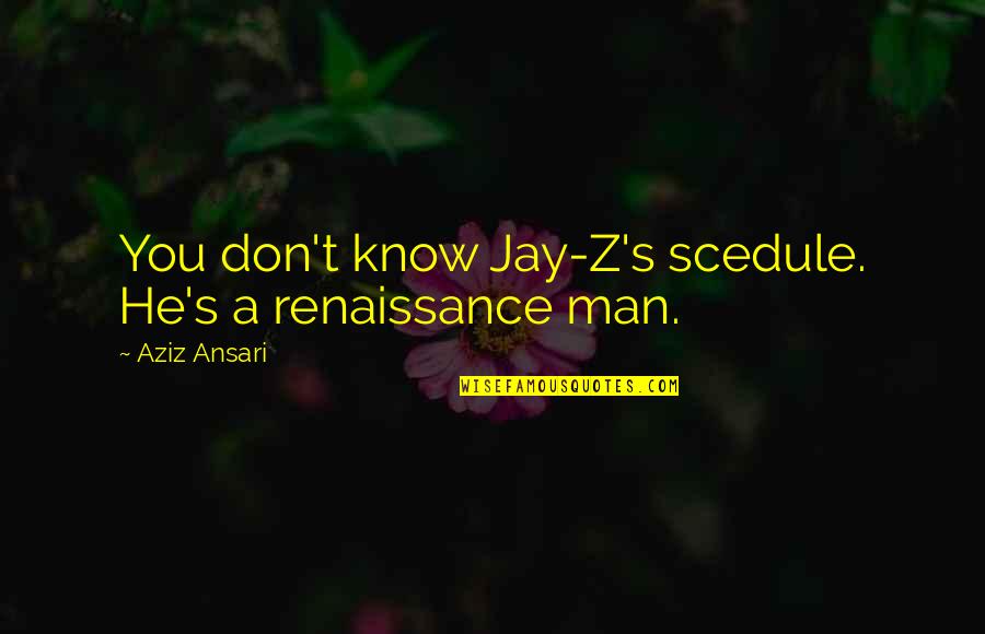 Domian Quotes By Aziz Ansari: You don't know Jay-Z's scedule. He's a renaissance Domian Quotes By Aziz Ansari: You don't know Jay-Z's scedule. He's a renaissance