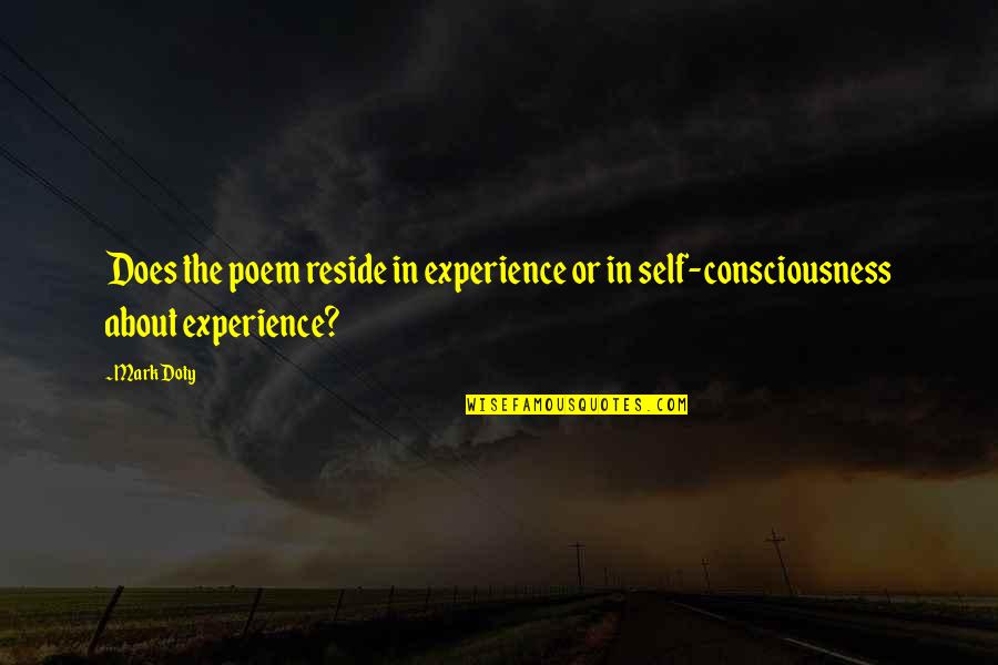 Dominadas Pronas Quotes By Mark Doty: Does the poem reside in experience or in