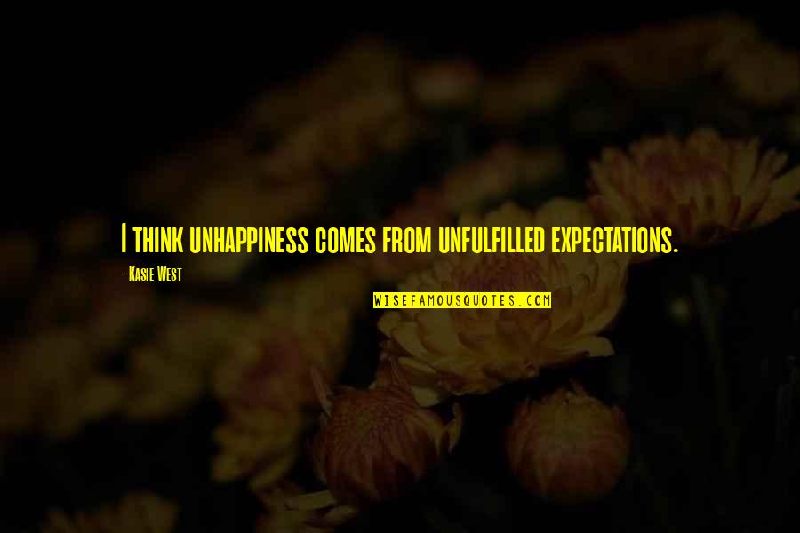 Dominastya Quotes By Kasie West: I think unhappiness comes from unfulfilled expectations.