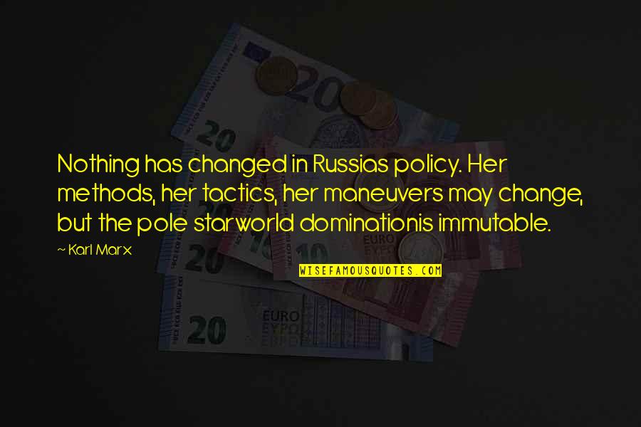 Dominationis Quotes By Karl Marx: Nothing has changed in Russias policy. Her methods,