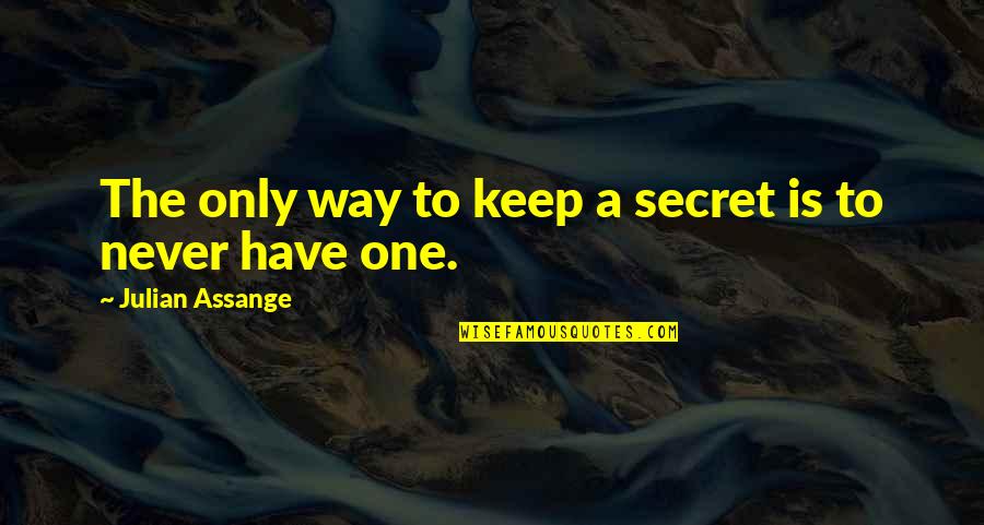 Dominican Problems Quotes By Julian Assange: The only way to keep a secret is