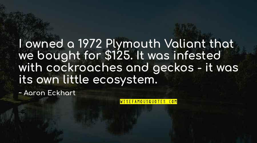 Dominionist Violent Quotes By Aaron Eckhart: I owned a 1972 Plymouth Valiant that we Dominionist Violent Quotes By Aaron Eckhart: I owned a 1972 Plymouth Valiant that we