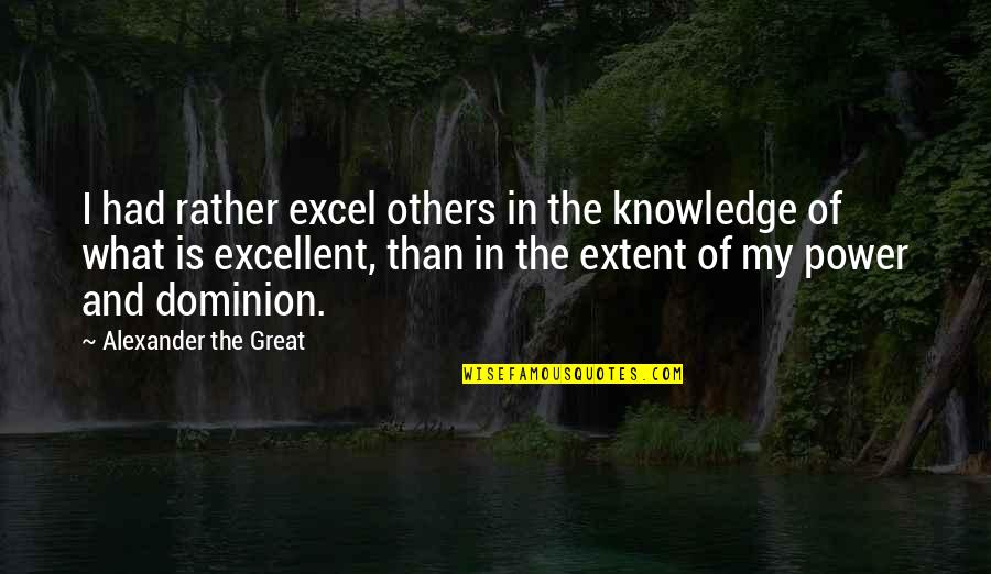 Dominion's Quotes By Alexander The Great: I had rather excel others in the knowledge