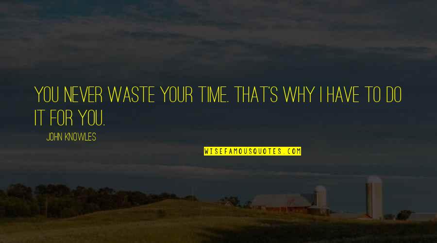 Dominko Ptuj Quotes By John Knowles: You never waste your time. That's why I