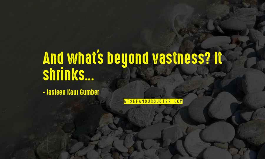 Dominus Quotes By Jasleen Kaur Gumber: And what's beyond vastness? It shrinks...