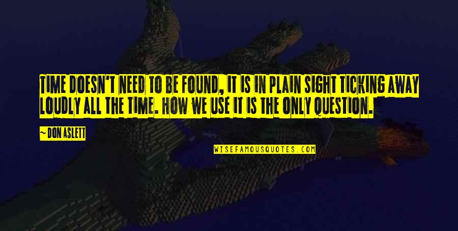 Don Aslett Quotes By Don Aslett: Time doesn't need to be found, it is