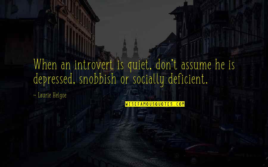 Don Assume Quotes By Laurie Helgoe: When an introvert is quiet, don't assume he