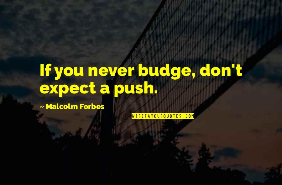 Don Budge Quotes By Malcolm Forbes: If you never budge, don't expect a push.