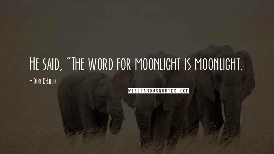 Don DeLillo quotes: He said, "The word for moonlight is moonlight.