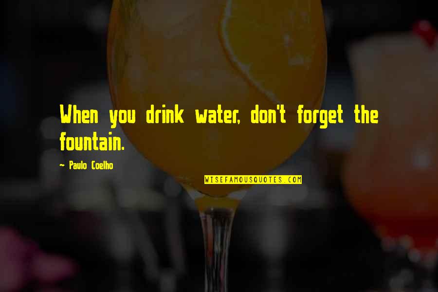 Don Drink The Water Quotes By Paulo Coelho: When you drink water, don't forget the fountain. Don Drink The Water Quotes By Paulo Coelho: When you drink water, don't forget the fountain.