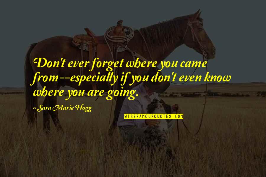 Don Forget Where You Came From Quotes By Sara Marie Hogg: Don't ever forget where you came from--especially if