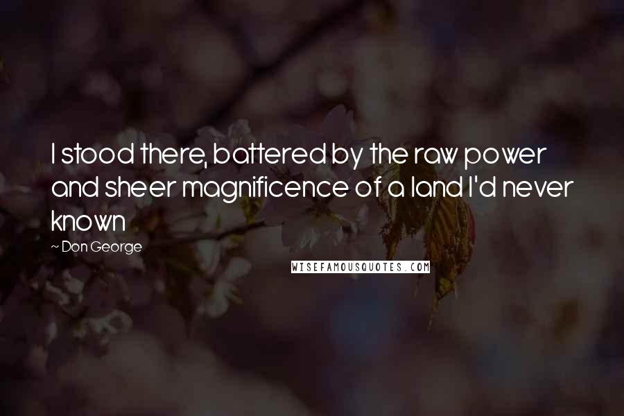 Don George quotes: I stood there, battered by the raw power and sheer magnificence of a land I'd never known