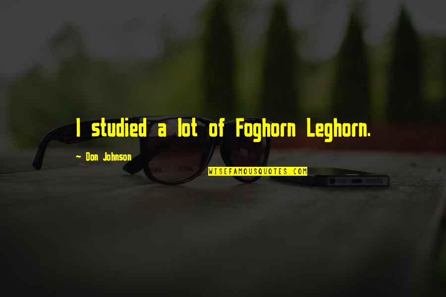 Don Johnson Quotes By Don Johnson: I studied a lot of Foghorn Leghorn.