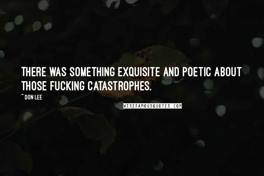 Don Lee quotes: There was something exquisite and poetic about those fucking catastrophes.