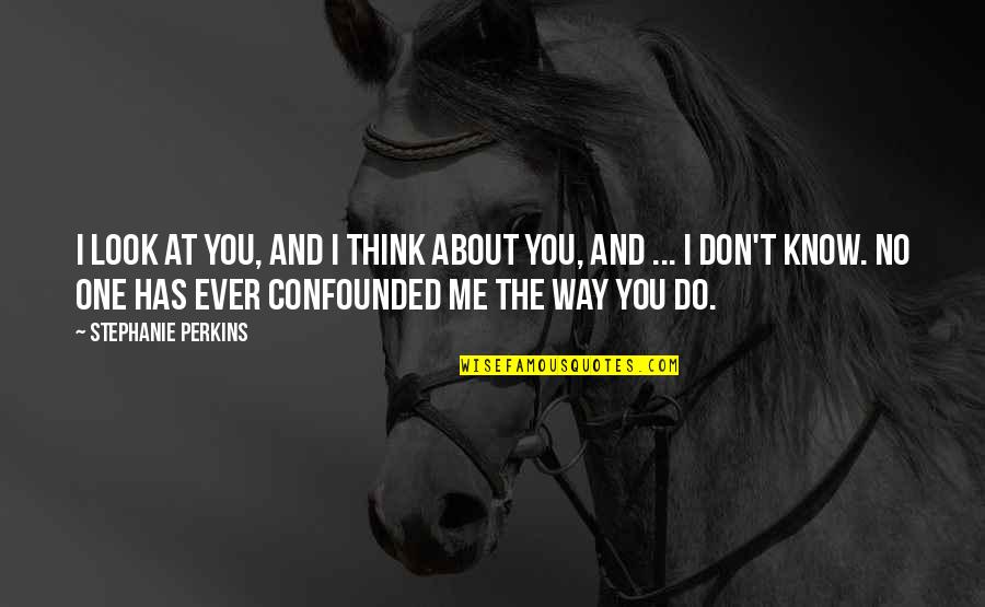 Don Look For Love Quotes By Stephanie Perkins: I look at you, and I think about Don Look For Love Quotes By Stephanie Perkins: I look at you, and I think about